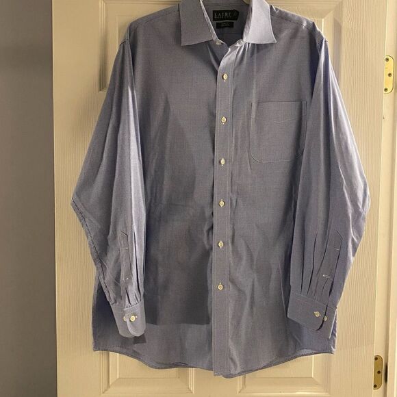Lauren Ralph Lauren Blue White Checked Button Down Shirt Size 17 - Picture 5 of 6